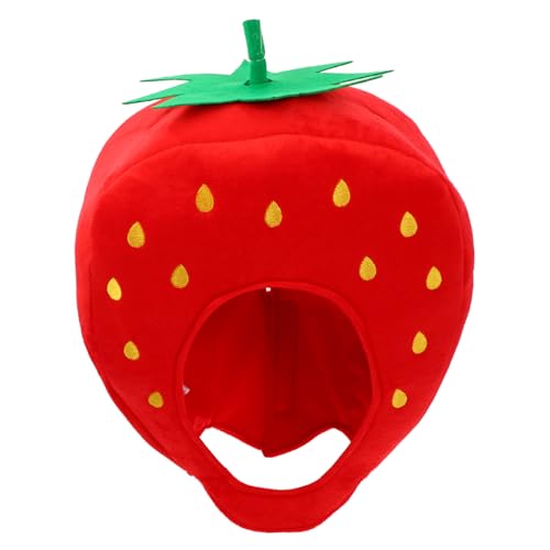 Didiseaon 1 Stück Erdbeer-Partyhut Erdbeer-Dressing Erdbeerkrone Geburtstag flauschiger Fischerhut faschingskostüme faschingkostüme Cosplay -Hut Cosplay-Kopfbedeckung Vliesstoff rot von Didiseaon