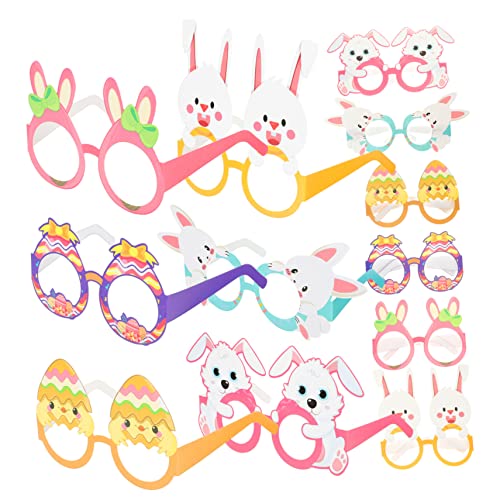 Didiseaon 12 Stück Teiliges Osterbrillen aus Papier Lustige Hasen und Eierdesigns Leichte Kinderbrillen für Mädchen Witzige Party Accessoires und Fotorequisiten für Osterfeiern von Didiseaon