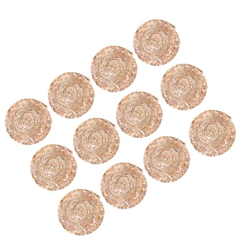 Didiseaon 12 Stück geflochtene Strohhüte bastelset bastelmaterial für Hand doll Accessories Gewebte Zubehör Miniatur handgefertigter Strohhut Puppenmütze Bambus von Didiseaon