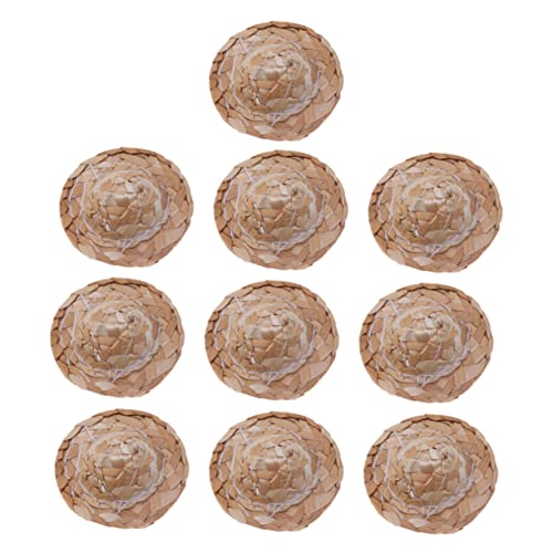 Didiseaon 12 Stück geflochtene Strohhüte bastelset bastelmaterial für Handgemachte Spielzeuge doll Accessories Kappe Basteln handgefertigter Strohhut Puppenmütze Hölzern von Didiseaon