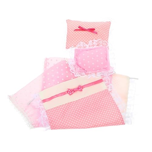 Didiseaon 2 Sätze Bettblattkissenanzug Modell Puppe Miniatur Party Rosa Baumwolle von Didiseaon