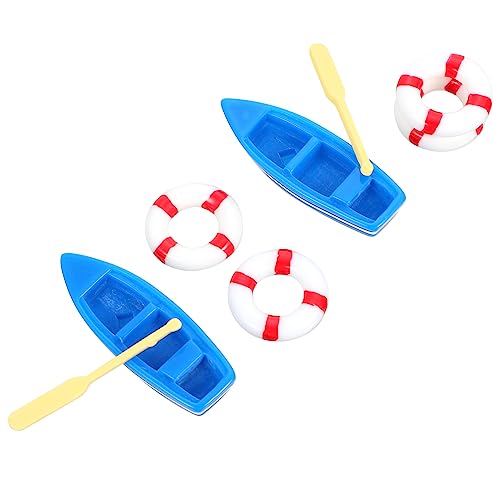 Didiseaon 2 Sätze Marine dekorative Ornamente für den Strand Puppenhauszubehör Mini-Fischerboot Muscheldekor Miniaturszene Mini-Szene winzige Objekte winziges Boot Plastik Blue von Didiseaon