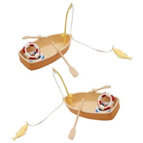 Didiseaon 2 Sätze Puppenhaus-schwimmring Kuchendeckel Nautisches Dekor Puppenhaus-rettungsring Kleines Boot Feengarten-Ornament Mikro-fischerboot Plastik Haushaltsprodukte Kind Mini von Didiseaon