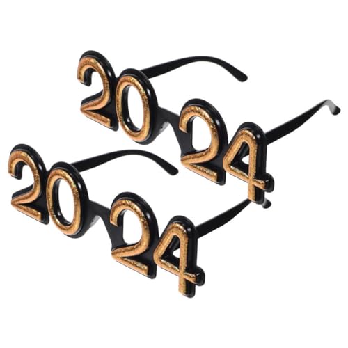 Didiseaon 2 Stück 2024 Neujahrsbrille Frohes Neues Jahr Vorabendbrille 2024 Glitzer-Zahlenbrille Foto-Requisiten Für Neujahrsfeier Partygeschenke Golden von Didiseaon