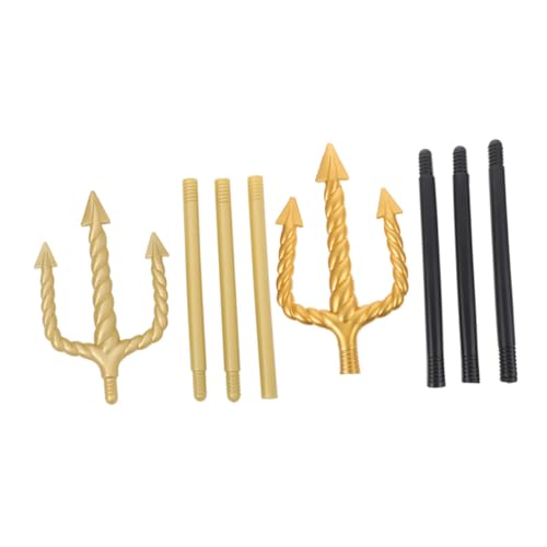 Didiseaon 2 Stück Goldener Performance Requisite Stabile Trident Kostüm Accessoires für Erwachsene Eleganter Spiraltrident mit Robustem Design Cosplay und Karneval Zubehör von Didiseaon