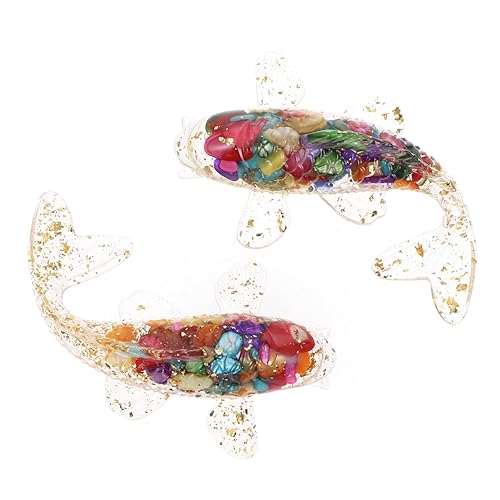 Didiseaon 2 Stück Koi -Fisch -Ornamente Karpfen klein Fisch Dekoration Tank Mini für den einzug Animal Figures Fischdekor aus Kristall Kristall-Fisch-Ornament Harz-Leim Colorful von Didiseaon