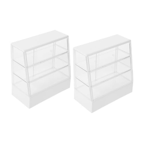 Didiseaon 2 Stück Kuchenschrankmodell Miniatur Mini-Kuchenschrank Anzeige Möbel Bausatz puppenhauszubehör puppenhaus Schrank Mini-Dessertschrank Zubehör für das Puppenhaus Plastik Weiß von Didiseaon
