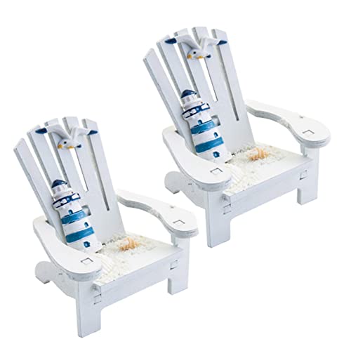 Didiseaon 2 Stück Mediterrane Mini Holz Strandliegestuhl Deko Puppenhaus Ornament Kleine Tisch Stuhl Modelle für DIY Strand Mikrolandschaft und Wohnraumgestaltung von Didiseaon