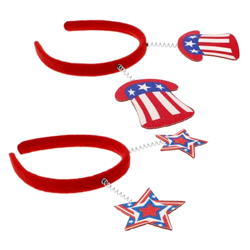Didiseaon 2 Stück Patriotische Stirnbänder mit Stern und Hut Design Leichtes Verstellbares Haaraccessoire für Erwachsene Geeignet für Juli Unabhängigkeitstag Paraden und von Didiseaon