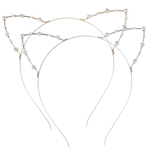 Didiseaon 2 Stück Strass Katzenohren Haarreif Leichtes Stirnband für Frauen Komfortabel und Modisch als Cosplay Accessoire und Katzenkostüm für Mädchen und Partys von Didiseaon