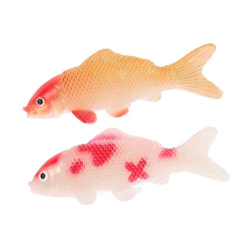 Didiseaon 2 Stück Teiliges Kleine Koi Fisch Modellfiguren aus Robustem Material Farbecht und Langlebig Schwimmende Miniatur Fische für Aquarium Teich und Tischdekoration Realistische Deko von Didiseaon