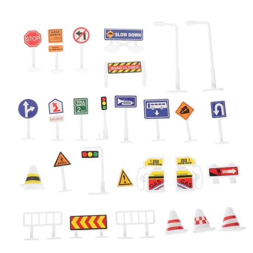 Didiseaon 28 Stück Teiliges Mini verkehrszeichen spielset mit Ampel und Pädagogisches Lernspielzeug zur Verkehrserziehung für Realistische Farben für Kindergarten und Rollenspiele von Didiseaon