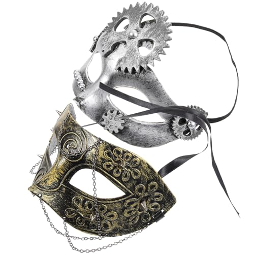 Didiseaon Beängstigend 2 Stück Halloween-Punk-Gasmasken Halloween-Grusel-Kostümmasken Cosplay-Requisiten Venezianische Masken Retro-Steampunk-Maskenmasken Steampunk-Anziehparty-Maskenmasken von Didiseaon