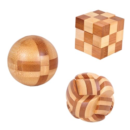 Didiseaon 3 Stück Teiliges Kongming Lock Holzpuzzle Intellektuelles Denkspiel aus Knobelspiel für Erwachsene und Gehirntraining Stressreduzierendes Freizeitspiel von Didiseaon
