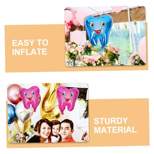 Didiseaon 4 Stück Aluminiumfolie Zahnballons Cartoon Design Shower Party Deko Taufe Zahnparty Luftballons Langlebig Auslaufsicher für Geburtstagsfeier und Abschlussfeier von Didiseaon