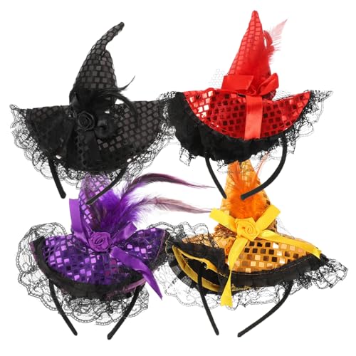 Didiseaon 4 Stück Halloween Stirnband Teiliges Leichte Robuste Feder Glitzer Hexenhut Haarreif in Schwarz Orange Rot für Party Bühnenauftritt und Karneval Didiseaon 4 Stück Halloween Stirnband Teiliges Leichte Robuste Feder Glitzer Hexenhut Haarreif in Schwarz Orange Rot für Party Bühnenauftritt und Karneval von Didiseaon
