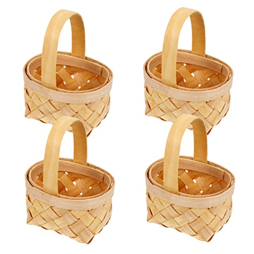 Didiseaon 4 Stück Handgeflochtener Korb Körbe Für Wäschekorb Kleiner Geflochtener Korb Mit Henkel Party Mini Körbe Weben Weidenkorb Mit Griff Hochzeitskorb Dekorativ Leinen Rattan Hölzern von Didiseaon