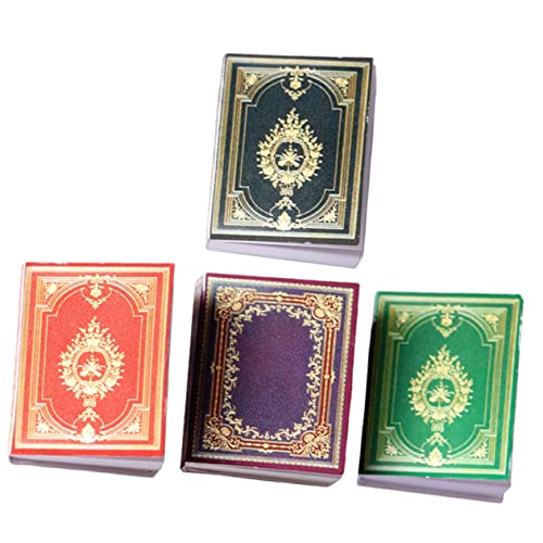 Didiseaon 4 Stück Miniatur Puppenhaus Bücher Teilig Bibel Design Vintage Stil Zierliche Mini Bücher in Rot Grün Schwarz Dekoratives Puppenhaus Zubehör für DIY Dollhouse Dekoration und Bjd von Didiseaon