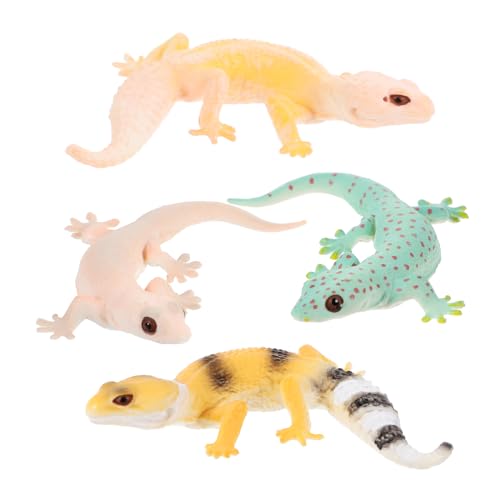 Didiseaon 4 Stück Teiliges Gecko Figurenset Realistische Reptilienmodelle aus Weichem Material Langlebiges Lernspielzeug für Tierfiguren zur Spielerischen Wissensvermittlung von Didiseaon
