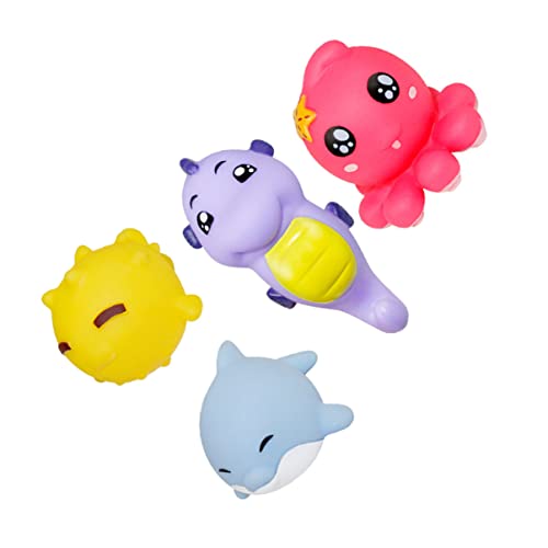 Didiseaon 4Stücke Teiliges Cartoon Tier Bade Lustige Quitschenden und Octopus Formen Wasserspielzeug für Neugeborene und Kleinkinder Fördert Spaß Beim Baden von Didiseaon