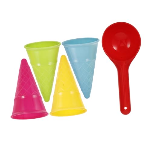 Didiseaon 5stücke Teiliges Strandspielzeug Für Junge Mädchen Bunte Sand-Eiscreme-tüten Und Schaufel Für Strand Und Park Fördert Motorische Fähigkeiten Und Kreativität von Didiseaon