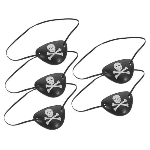 Didiseaon 5 Stück Halloween Piraten Augenklappe Schwarz Leichtes Piratenkostüm Zubehör für Karneval Fasching Maskenball und Cosplay Komfortabel und Auffällig für Party und Festival von Didiseaon