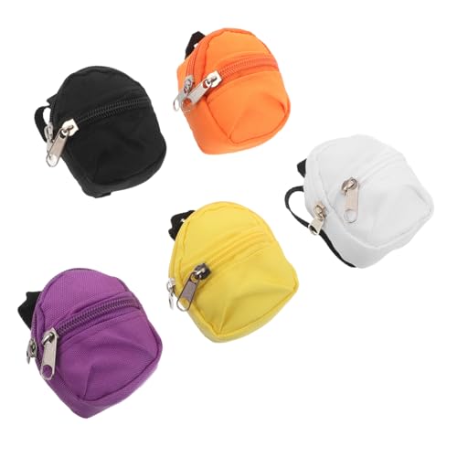 Didiseaon 5 Stück Mini-Rucksack-Schlüsselanhänger mit Reißverschluss Kompakte Strapazierfähige Münzgeldbörse und Schlüsselhalter in Schwarz Gelb Orange Violett Weiß Platzsparend Vielseitig von Didiseaon