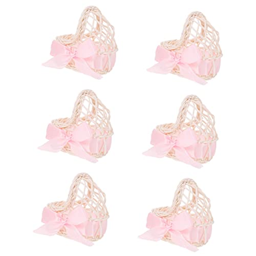 Didiseaon 6 Stück Dekorativer Blumenkorb Körbe Mini Kleiner Weidenkorb Gewebter Korb Weben Dekorationen Szene Garten Korb Rustikal Gewebte Weide Weiß Stroh Rattan Mit Künstlich Stoff Rosa von Didiseaon