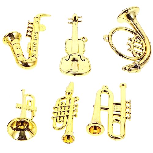 Didiseaon 6 Stück Puppenhaus-Musikinstrumente Mini-Trompete Saxophon Miniatur-Saxophon-Modell Weihnachtsbaum-Anhänger Für Puppenhaus-DIY-Zubehör von Didiseaon