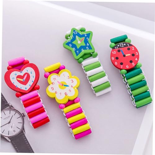 Didiseaon 7 Stück Teiliges Holz Kinderarmbanduhren Elastisch Pädagogisch Kreative Spielzeuge für Jungen und Mädchen Langlebig und Umweltfreundlich von Didiseaon