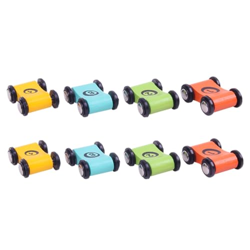 Didiseaon 8 Stück Teiliges Holzrennwagen Spielset für Bunte Interaktive Mini Rennwagen Energiesparend ohne Batterie Fördert Hand Auge Koordination und Farberkennung Pädagogisches für von Didiseaon