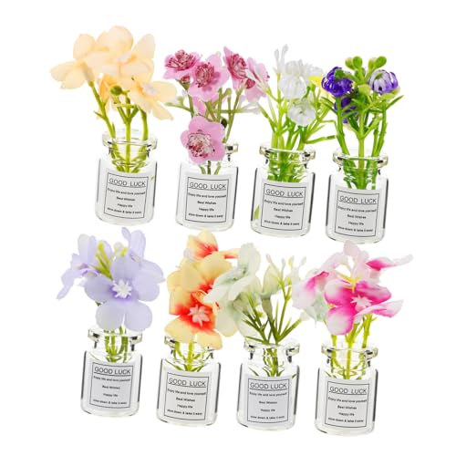 Didiseaon 8-teilige Miniatur-puppenhauspflanze: Winzige Puppenhaus-minivase Mit Künstlichen Blumen – Miniatur-Bonsai-Dekoration, Topfpflanzen, Gemischter Stil von Didiseaon