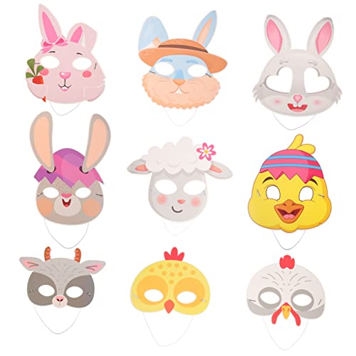 Didiseaon 9 Stück Papiermaske the hallow halloween spielsachen rollenspiel party sachen Maskenkostüm Ostermaske mit Tiermotiv Party Gefälligkeiten Kindermaske Tiergesichtsmaske Tiermasken von Didiseaon