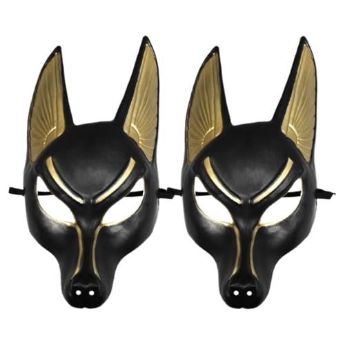 Didiseaon Anubis-Maske Ägypten-Party Cosplay: 2 Halloween-Masken Für Erwachsene Schwarze Gesichtsmaske Für Maskenball-Partys Requisiten Kostümzubehör von Didiseaon