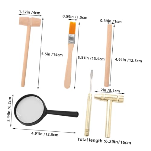 Didiseaon Archäologisches Ausgrabungswerkzeug Set Teilig Holzhammer Meißel Pinsel Lupe Robustes Dinosaurier Grabspielzeug Lernset für Junge Mädchen und Jungen zum Fossilien und Edelstein von Didiseaon