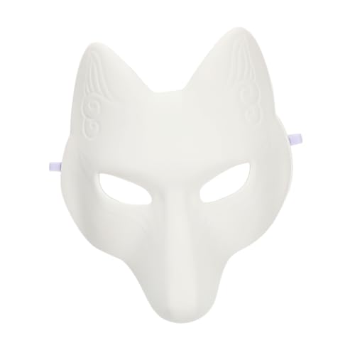 Didiseaon DIY Weiße Fuchs Maske zum Bemalen Leere Tiergesichtsmaske aus Papier für Halloween Kostüm Party Handbemalbare Bastelmaske für Erwachsene Kreatives Geschenkset von Didiseaon