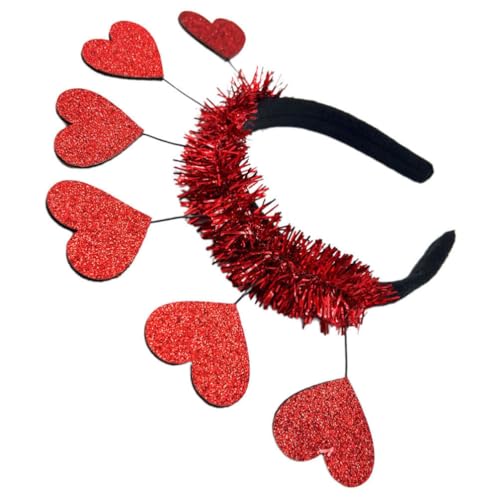 Didiseaon Glitzer-Lametta-Herz-Stirnband Valentinstag-Kopfschmuck Tiara Rotes Liebesherz-Haarband Amor-Kostüm Haarschmuck Für Frauen Und Mädchen von Didiseaon
