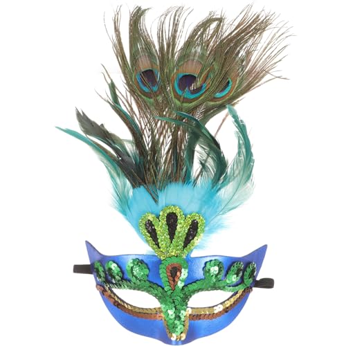 Didiseaon Halloween-kostümzubehör Venezianische Festivalmasken Cosplay Dekorative Maske Maskerade-party-dekor Maskeradeballmaske Tanzparty-requisite Pfau-maskerade-maske Feder Venedig Stoff von Didiseaon