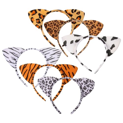 Didiseaon Katzenohr-stirnbänder: 6 Stück Plüsch-haarreifen mit Leopardenmuster, Tierohren, Haarschmuck für Partys, Cosplay-kostüme Didiseaon Katzenohr-stirnbänder: 6 Stück Plüsch-haarreifen mit Leopardenmuster, Tierohren, Haarschmuck für Partys, Cosplay-kostüme von Didiseaon