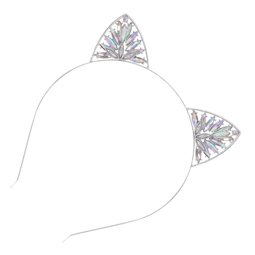 Didiseaon Kristallbesetztes Katzenohren Haarreif aus Robustem Legierungs material Funkelnde Strassverzierung Elastisch Vielseitig für Halloween Karneval Party und Cosplay Damen und Mädchen von Didiseaon