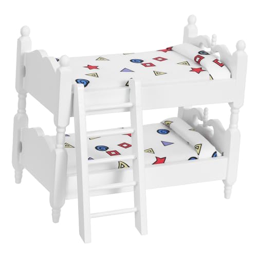 Didiseaon Mini-Etagenbett aus Holz klein Mini House Etagenbett Etagenbetten für Puppen Puppendekor Miniatur -Etagenbettmodell Miniaturen Minibetten Möbelmodelle -Bett Birke von Didiseaon