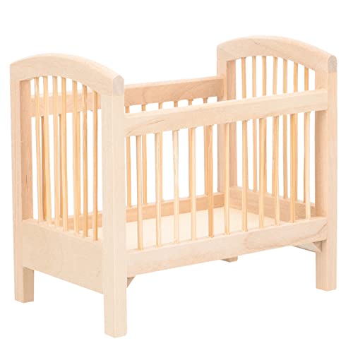 Didiseaon Mini-Möbelmodell Modell Einer Puppenkrippe kleines Puppenbett Puppenkrippen-Ornament Krippenverzierung Miniatur-Schlafzimmer-Accessoire Miniatur-Zubehör hölzern von Didiseaon