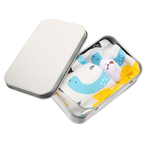 Didiseaon Mini Plüschtier Bär in Weißer Metallbox mit Blauem Stoffbeutel Weiches Kuscheltier Niedliche Mini Bärenpuppe als und Dekoration für Erwachsene von Didiseaon