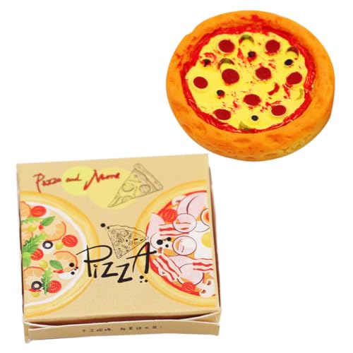 Didiseaon Miniatur Pizza Modell für Puppenhaus Realistische Take Away Box Lebensechte Dekoration Kindersicheres Resin und Papier Zubehör für Puppenhaus Deko und Sammler von Didiseaon