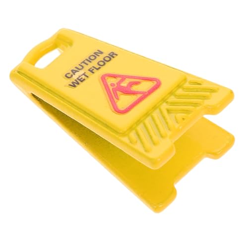 Didiseaon Miniatur Puppenhaus Warnschild Gelb Wet Floor Symbol Sicherheitszeichen Modell für Foto Requisiten und Interaktives Rollenspiel im Maßstab von Didiseaon