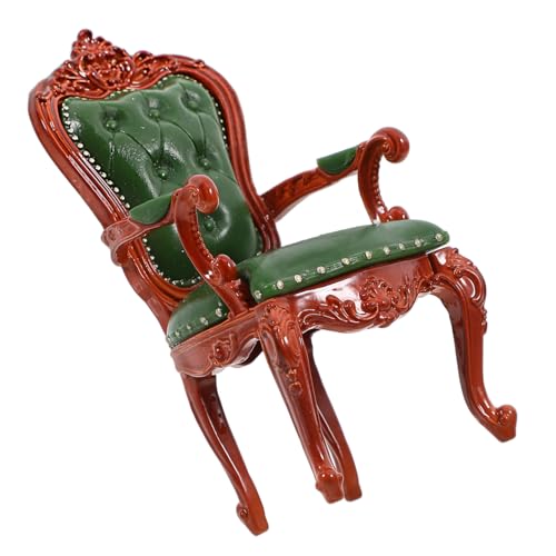 Didiseaon Miniatur Stuhl Modell Vintage Stil mit Grünem Rückenlehne Puppenhaus Möbel Dekoration Handgefertigtes Miniaturmöbel für Puppenhaus Detailreiche Miniatur Einrichtung von Didiseaon