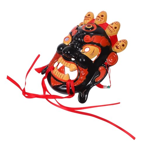 Didiseaon Performance Party Zubehör Holzmaske Bemalte Stammesmaske Tibetische Opernmasken Geschnitzte Chinesische Maske Masken Stammes Ethno Malerei Venezianische Masken Asiatische von Didiseaon