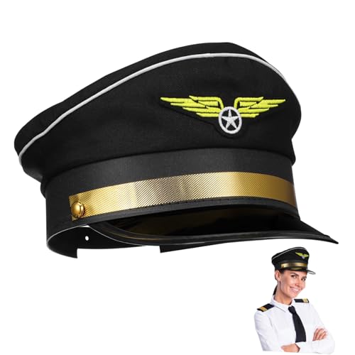 Didiseaon Pilotenmütze für Erwachsene Verstellbare Kapitänsmütze Stylischer Hut für Halloween Kostümpartys Cosplay Bequeme Pilotenmütze für Männer Frauen von Didiseaon