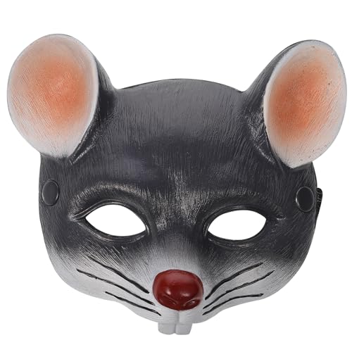 Didiseaon Ratte Maske Halloween Maske, 3D Karnevalsmaske Gesichtsabdeckung Tiermaske Kostüm für Erwachsene Karnevalszubehör Cospaly Party, Bühnenauftritte Requisiten - Hellgrau von Didiseaon