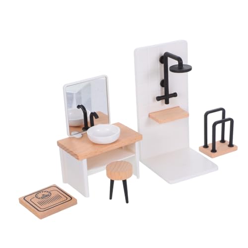 Didiseaon Realistisches Maßstab Dollhouse Waschbecken Duschraum Hocker und Handtuchhalter DIY Badezimmeraccessoires für Puppenhäuser von Didiseaon